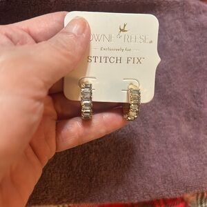 Towne & Reese Silver Crystal Hoop Earrings
